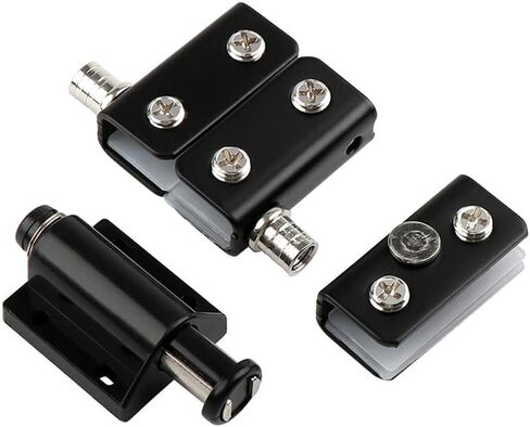 TopHomer Stainless Steel Glass Door Pivot Hinge Double Head Magnetic Catch Closures Black with Clamp Set for 5-8mm/ 0.2-0.32in Glass Door(for A Door) in Saudi Arabia