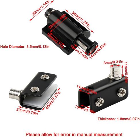 TopHomer Stainless Steel Glass Door Pivot Hinge Double Head Magnetic Catch Closures Black with Clamp Set for 5-8mm/ 0.2-0.32in Glass Door(for A Door) in Saudi Arabia