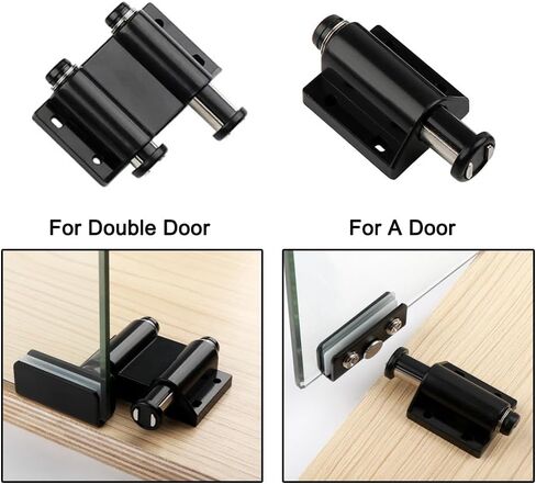 TopHomer Stainless Steel Glass Door Pivot Hinge Double Head Magnetic Catch Closures Black with Clamp Set for 5-8mm/ 0.2-0.32in Glass Door(for A Door) in Saudi Arabia