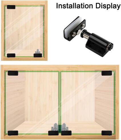 TopHomer Stainless Steel Glass Door Pivot Hinge Double Head Magnetic Catch Closures Black with Clamp Set for 5-8mm/ 0.2-0.32in Glass Door(for A Door) in Saudi Arabia