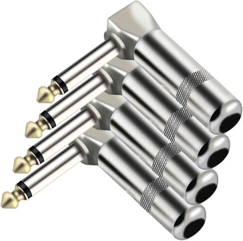 2PCS 6.35MM Jack Right Angle Wire Connector 4 Corners 2 Poles 6.35MM Mono Male Plug Microphone Connector Plug Adapter in Saudi Arabia