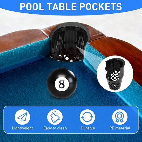 6 Pack Pool Table Pockets, Pool Table Web Pockets, Billiard Pool Table Accessories for Replacement (Black) in Kuwait