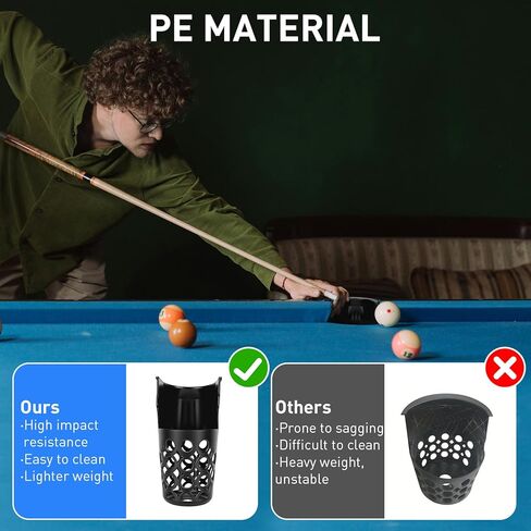 6 Pack Pool Table Pockets, Pool Table Web Pockets, Billiard Pool Table Accessories for Replacement (Black) in Kuwait