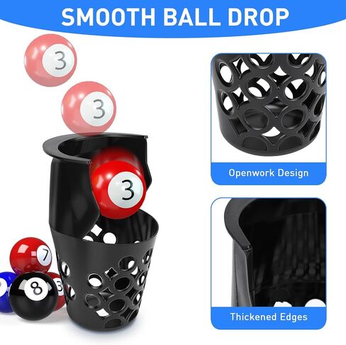 6 Pack Pool Table Pockets, Pool Table Web Pockets, Billiard Pool Table Accessories for Replacement (Black) in Kuwait