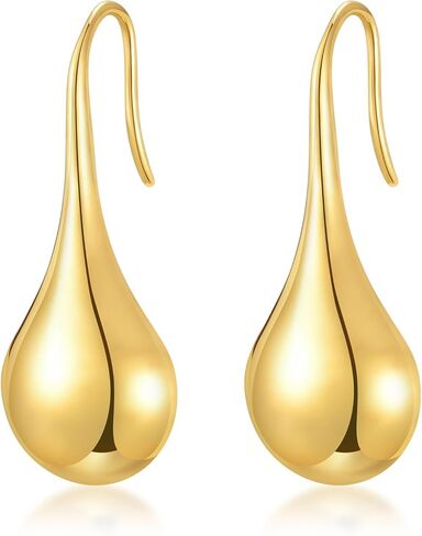 أقراط نسائية متدلية خفيفة الوزن - أقراط مطلية بالذهب عيار 18 قيراط بشكل بيضاوي تسحب من خلال القرط، حلقات أذن مكتنزة مضادة للحساسية، مجوهرات عصرية، هدايا عيد الميلاد وحفلات التخرج لصديقتها in Kuwait