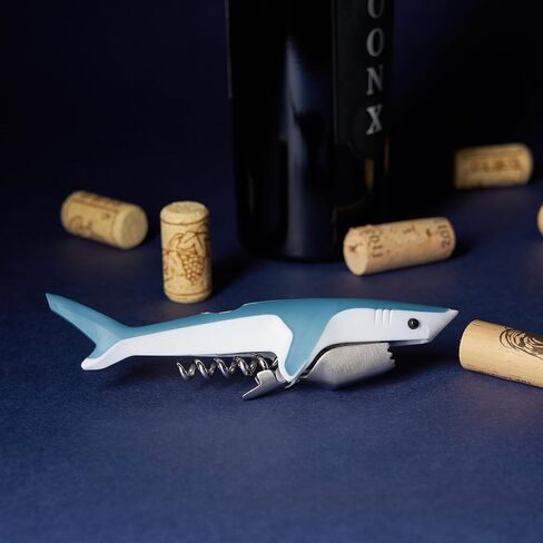 فتاحة النبيذ من True Shark Waiters مع قطاعة رقائق معدنية حادة، فولاذ مقاوم للصدأ متين وبلاستيك ناعم الملمس مثالي للبار المنزلي والمطبخ والحفلات الخارجية وهدايا لمحبي النبيذ، مجموعة من 1 in Saudi Arabia