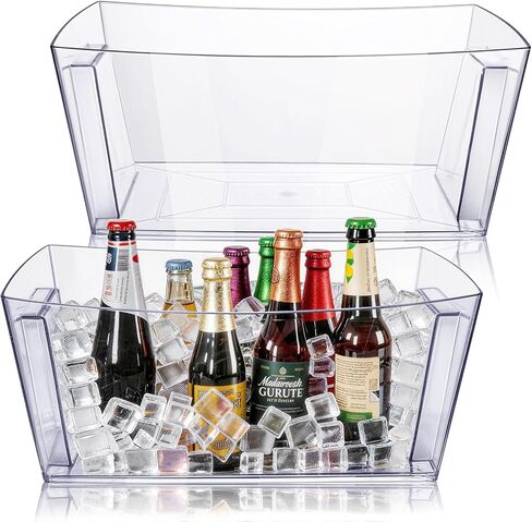 11.5L Ice Bucket for Parties 2PCS, 3.05Gal Commercial Drink Cooler for Champagne/Beer/Cocktails, Plastic Beverage Tub for Mimosa Bars, Wedding & Events (15.7x11.8x6.7 in) in Saudi Arabia