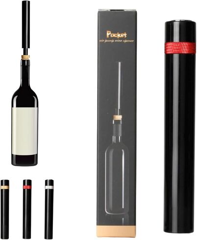 فتاحة النبيذ، فتاحة النبيذ AeroPop MIni، فتاحة زجاجات النبيذ بمضخة ضغط هواء محمولة للسفر، مدخل سفر للمنزل، المطعم، الحفلات (قطعتان، أ) in Saudi Arabia