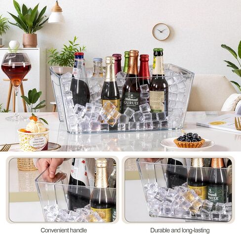 11.5L Ice Bucket for Parties 2PCS, 3.05Gal Commercial Drink Cooler for Champagne/Beer/Cocktails, Plastic Beverage Tub for Mimosa Bars, Wedding & Events (15.7x11.8x6.7 in) in Saudi Arabia