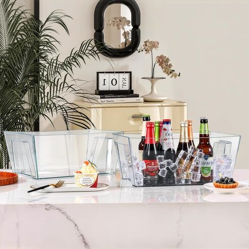 11.5L Ice Bucket for Parties 2PCS, 3.05Gal Commercial Drink Cooler for Champagne/Beer/Cocktails, Plastic Beverage Tub for Mimosa Bars, Wedding & Events (15.7x11.8x6.7 in) in Saudi Arabia