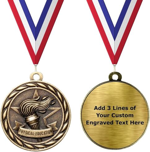 Express Medals Pack of 10 (or More) 2 Inch Gold Physical Education Award Medals Variations with or Without Engraving Personalization Engraved Custom Text Names in Saudi Arabia