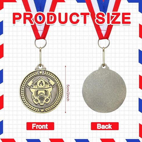 Liliaafar 20 Pcs 2'' Firefighter Gold Medals Award with Neck Ribbon, Fireman Trophy Awards Firefighter Prize Gifts for Men Women in Saudi Arabia