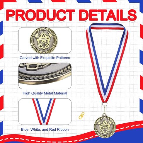 Liliaafar 20 Pcs 2'' Firefighter Gold Medals Award with Neck Ribbon, Fireman Trophy Awards Firefighter Prize Gifts for Men Women in Saudi Arabia