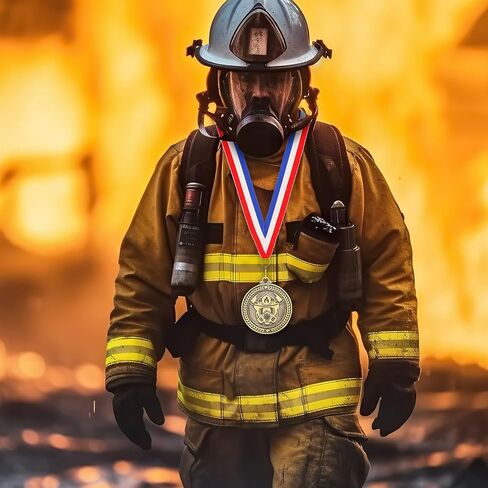 Liliaafar 20 Pcs 2'' Firefighter Gold Medals Award with Neck Ribbon, Fireman Trophy Awards Firefighter Prize Gifts for Men Women in Saudi Arabia