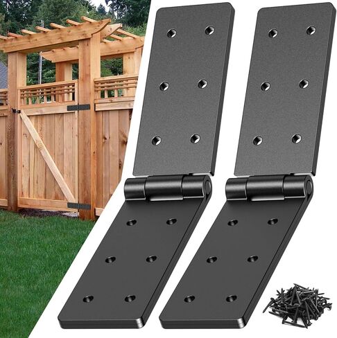 مفصلات بوابة شديدة التحمل 270 درجة قابلة للتعديل لباب الحظيرة السياج الخشبي، مفصلات بعقب قابلة للطي بطبقة مزدوجة مع براغي، طقم مفصلات شديدة التحمل مكون من قطعتين in Kuwait