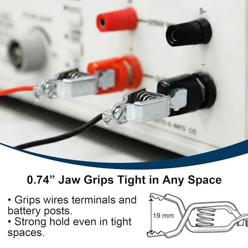 40A Heavy Duty Test Clips (4 Pack), 19mm Jaw Steel Alligator Clamps with Strong Spring Grip and Screw Terminal, for Automotive and Electrical Testing in Kuwait