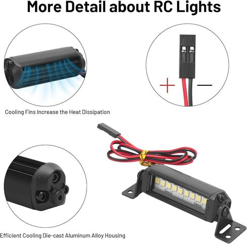 RC Light Bar 10 LED, daitoku RC Car Roof Light Kit for 1/10 1/18 Axial SCX10 Traxxas TRX4 TRX4M Arrma Senton Redcat GEN7 in Saudi Arabia