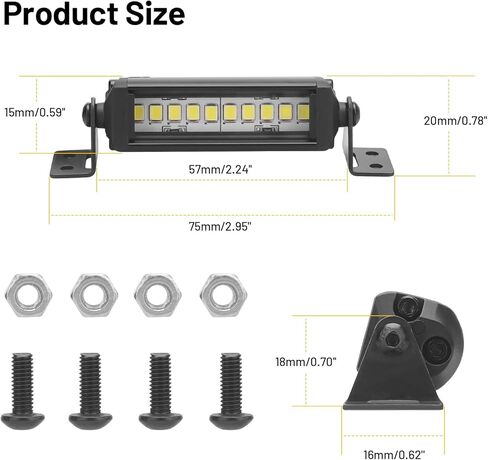 RC Light Bar 10 LED, daitoku RC Car Roof Light Kit for 1/10 1/18 Axial SCX10 Traxxas TRX4 TRX4M Arrma Senton Redcat GEN7 in Saudi Arabia