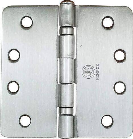 Satin Nickel Ball Bearing Door Hinges 4 inch with 1/4 inch Radius, Timely Template Arch Hole Pattern, 3 Pack in Saudi Arabia