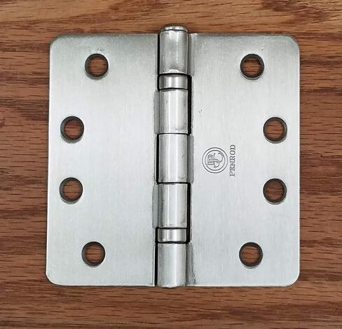 Satin Nickel Ball Bearing Door Hinges 4 inch with 1/4 inch Radius, Timely Template Arch Hole Pattern, 3 Pack in Saudi Arabia