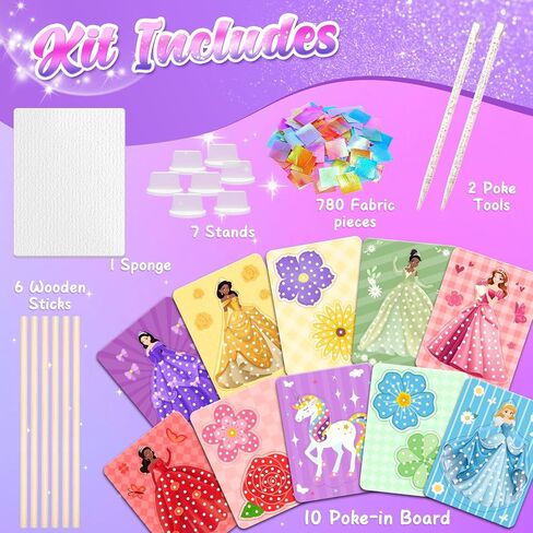 Zooi Poke Art Kits ، الفنون والحرف اليدوية للأطفال الفتيات الذين تتراوح أعمارهم بين 8 و 12 عامًا ، لعبة Pretty Princess Game ، Poke in Crafts for Girls 8-12 ، هدايا أعياد الميلاد لمدة 4 ، 5 ، 6 ، 7 ، 8 سنوات ألعاب الفتاة 6-8 مجموعات فنية in Kuwait
