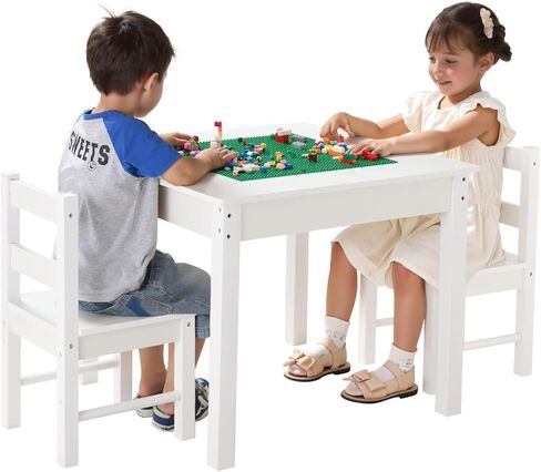 طاولة النشاط الخشبية القابلة للعكس من Vevor Kids ، طاولة تشغيل متعددة الأغراض مع 200 من الطوب المباني و 3 صناديق تخزين للأطفال 3+ سنوات ، مساحة تخزين كبيرة ، حاضرة للبنين والبنات ، الطبيعة in Kuwait