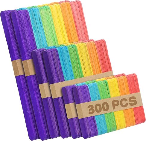 300pcs عصي خشبية للحرف ، 3 أحجام (2.5 "، 4.5" ، 6 ") العصي الخشبية الطبيعية المصاصة لإزالة الشعر للآيس كريم وإمدادات الشمع in Kuwait