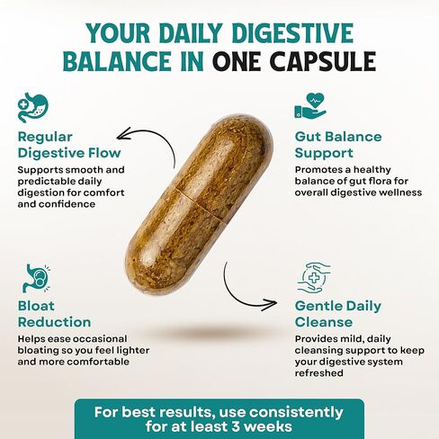 Herbal Cleanse Support - Botanicals & 11-Strain Probiotic Blend - Supports Digestion, Bowel Movements, Gut Balance & Regularity - 60 Veggie Capsules in Saudi Arabia