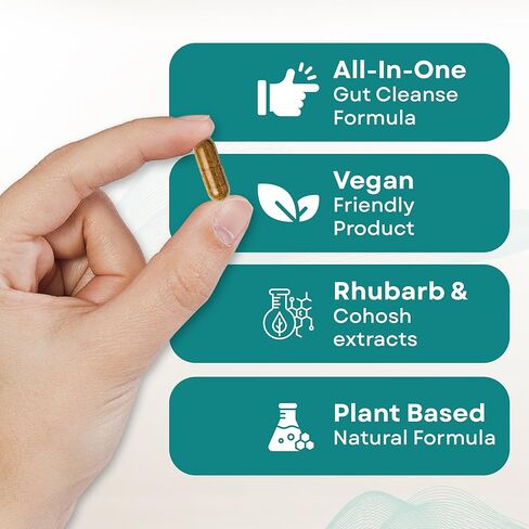 Herbal Cleanse Support - Botanicals & 11-Strain Probiotic Blend - Supports Digestion, Bowel Movements, Gut Balance & Regularity - 60 Veggie Capsules in Saudi Arabia