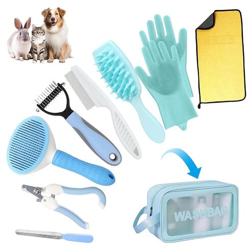 Aglads 3PCS Cat and Dog grooming brush Includes Blue Fine-Needle Comb, Pet Nail Clipper, File For Daily Home Use, Pet Hospital Small/Large Dogs, Long/Short-Haired Cats, and Rabbits in Saudi Arabia