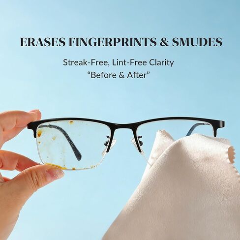 6 Pack Microfiber Cleaning Cloth for Glasses - Ultra Soft Lens Cleaning Cloth for Eyeglasses, Sunglasses, Camera Lenses, Screens, iPhone, iPad - Lint-Free & Scratch-Free in Kuwait