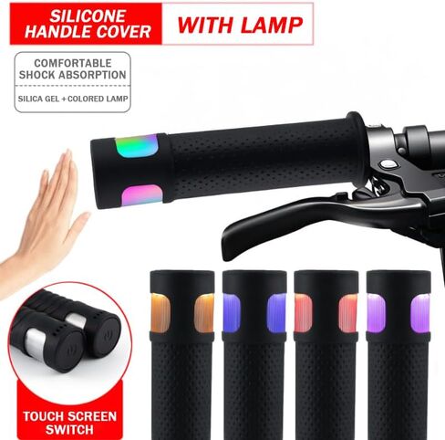 Bicycle Handlebar Grips with LED Lights – USB-C Rechargeable, Universal 22mm Fit, Touch Control & 12 Light Modes for Night Riding | Shock-Absorbing Silicone Design in Kuwait