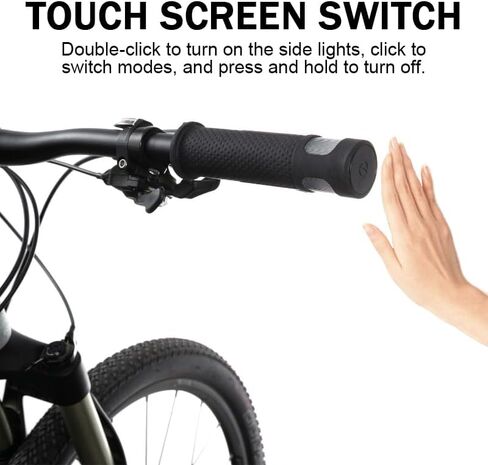 Bicycle Handlebar Grips with LED Lights – USB-C Rechargeable, Universal 22mm Fit, Touch Control & 12 Light Modes for Night Riding | Shock-Absorbing Silicone Design in Kuwait
