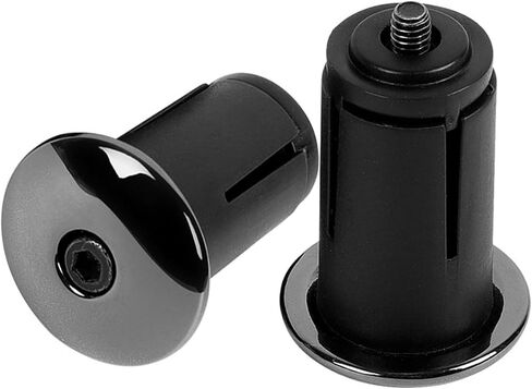 1Pairs Bike Handlebar Bar End Plugs, Aluminum Alloy Road Bicycle Grip, Expanding Adjustable Locking Caps Suits 17.5-23mm Handlebars for Mountain/City/Road Bikes (Black) in Kuwait