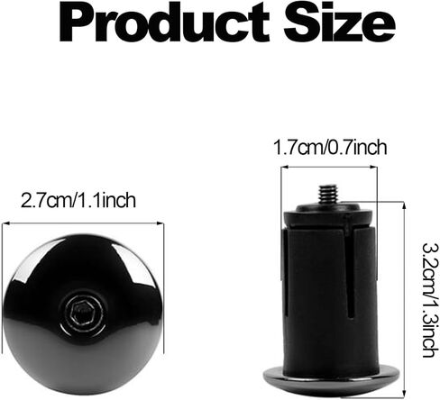 1Pairs Bike Handlebar Bar End Plugs, Aluminum Alloy Road Bicycle Grip, Expanding Adjustable Locking Caps Suits 17.5-23mm Handlebars for Mountain/City/Road Bikes (Black) in Kuwait