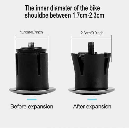 1Pairs Bike Handlebar Bar End Plugs, Aluminum Alloy Road Bicycle Grip, Expanding Adjustable Locking Caps Suits 17.5-23mm Handlebars for Mountain/City/Road Bikes (Black) in Kuwait