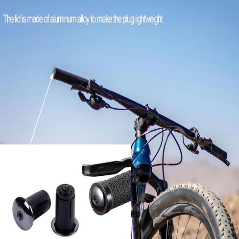 1Pairs Bike Handlebar Bar End Plugs, Aluminum Alloy Road Bicycle Grip, Expanding Adjustable Locking Caps Suits 17.5-23mm Handlebars for Mountain/City/Road Bikes (Black) in Kuwait