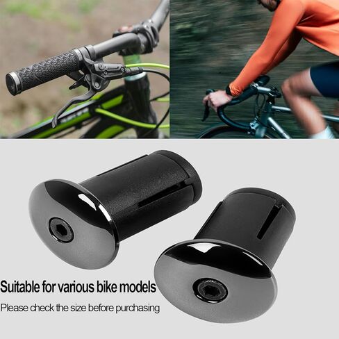 1Pairs Bike Handlebar Bar End Plugs, Aluminum Alloy Road Bicycle Grip, Expanding Adjustable Locking Caps Suits 17.5-23mm Handlebars for Mountain/City/Road Bikes (Black) in Kuwait