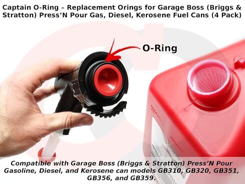 Captain O-Ring - حلقات بديلة لعلب وقود Garage Boss (Briggs & Stratton) Press 'N Pour للغاز والديزل والكيروسين (4 عبوات) in Saudi Arabia