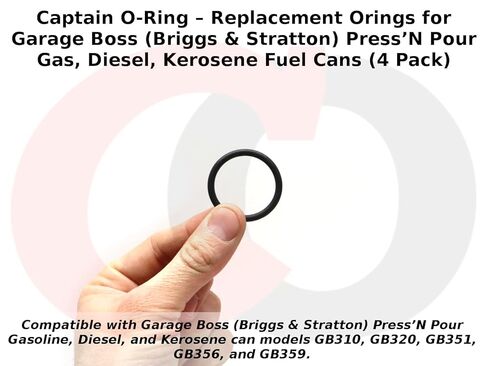 Captain O-Ring - حلقات بديلة لعلب وقود Garage Boss (Briggs & Stratton) Press 'N Pour للغاز والديزل والكيروسين (4 عبوات) in Saudi Arabia