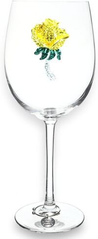THE QUEENS' JEWELS Magnolia Jeweled Stemmed Wine Glass, 21 oz. - Unique Gift for Women, Birthday, Cute, Fun, Not Painted, Decorated, Bling, Bedazzled, Rhinestone in Saudi Arabia