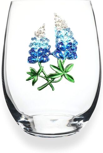 THE QUEENS' JEWELS Magnolia Jeweled Stemmed Wine Glass, 21 oz. - Unique Gift for Women, Birthday, Cute, Fun, Not Painted, Decorated, Bling, Bedazzled, Rhinestone in Saudi Arabia