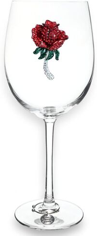 THE QUEENS' JEWELS Magnolia Jeweled Stemmed Wine Glass, 21 oz. - Unique Gift for Women, Birthday, Cute, Fun, Not Painted, Decorated, Bling, Bedazzled, Rhinestone in Saudi Arabia