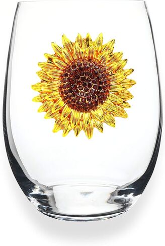THE QUEENS' JEWELS Magnolia Jeweled Stemmed Wine Glass, 21 oz. - Unique Gift for Women, Birthday, Cute, Fun, Not Painted, Decorated, Bling, Bedazzled, Rhinestone in Saudi Arabia