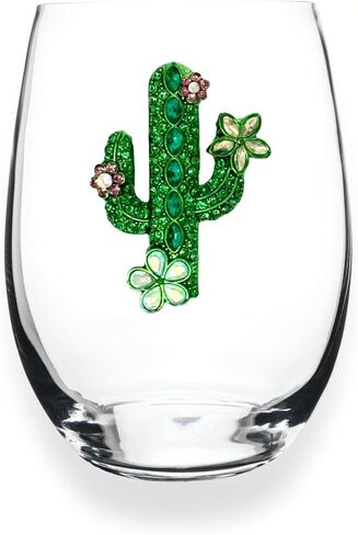 THE QUEENS' JEWELS Magnolia Jeweled Stemmed Wine Glass, 21 oz. - Unique Gift for Women, Birthday, Cute, Fun, Not Painted, Decorated, Bling, Bedazzled, Rhinestone in Saudi Arabia