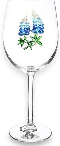 THE QUEENS' JEWELS Magnolia Jeweled Stemmed Wine Glass, 21 oz. - Unique Gift for Women, Birthday, Cute, Fun, Not Painted, Decorated, Bling, Bedazzled, Rhinestone in Saudi Arabia