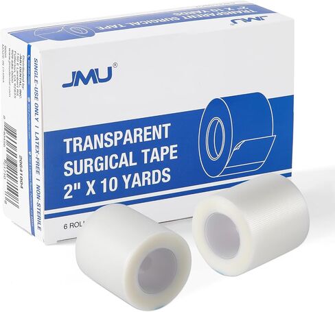 JMU Medical Tape, 6 Rolls Transparent Surgical Tape, 2" x 10 Yards, Latex-Free, Wound Visualization & Hypoallergenic, for Wound Care First Aid Dental Medical in Saudi Arabia