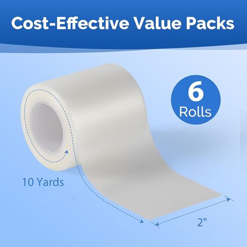 JMU Medical Tape, 6 Rolls Transparent Surgical Tape, 2" x 10 Yards, Latex-Free, Wound Visualization & Hypoallergenic, for Wound Care First Aid Dental Medical in Saudi Arabia