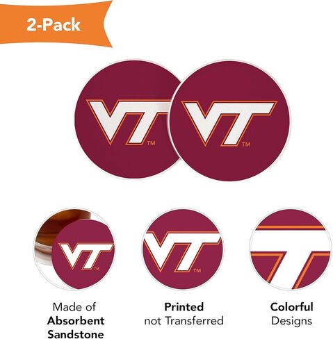 Desert Cactus Virginia Tech University Car Coaster Hokies VT Absorbent Sandstone Car Cup Coasters Set of 2 (Design A) in Saudi Arabia