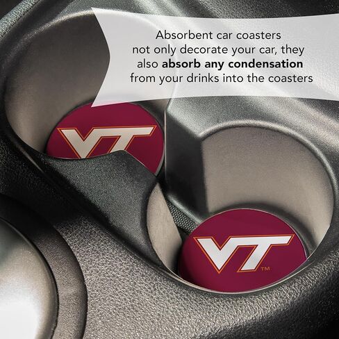 Desert Cactus Virginia Tech University Car Coaster Hokies VT Absorbent Sandstone Car Cup Coasters Set of 2 (Design A) in Saudi Arabia